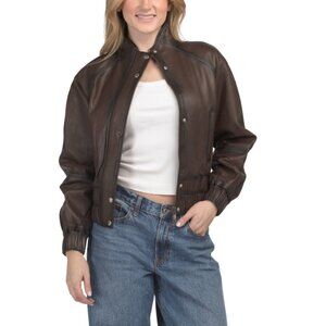 BOD & CHRISTENSEN Brown Leather Tassia Jacket